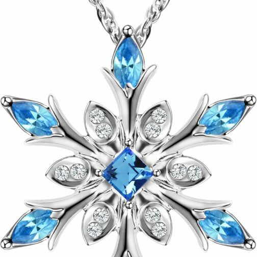 murtoo Collier Femme, Pendentif Flocon de Neige avec Cristaux, dans Une boîte