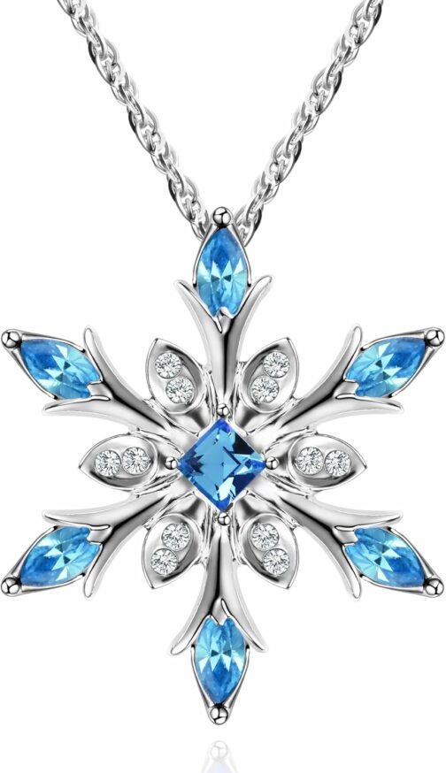 murtoo Collier Femme, Pendentif Flocon de Neige avec Cristaux, dans Une boîte