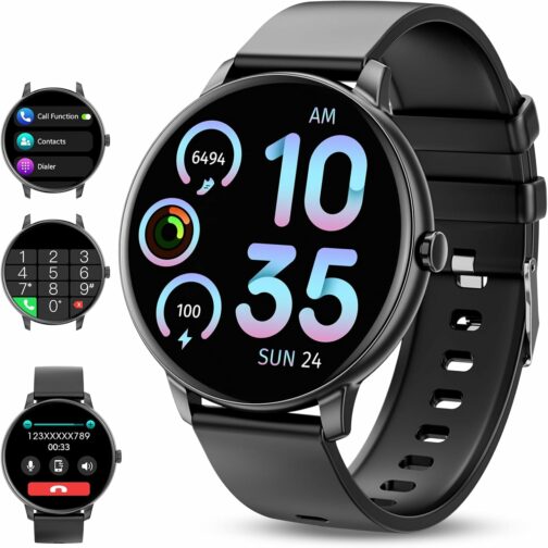 Montre Connectée Homme Femme avec Appel Bluetooth, 1.39" Smartwatch avec Fréq