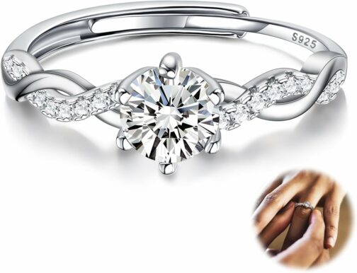 JeweBella Bague en Argent 925 Réglable Femme Bague