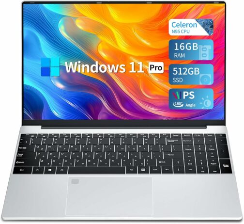 Ordinateur Portable 15,6“, PC Portable 16Go RAM 512Go SSD, Quad-Core N95 proc