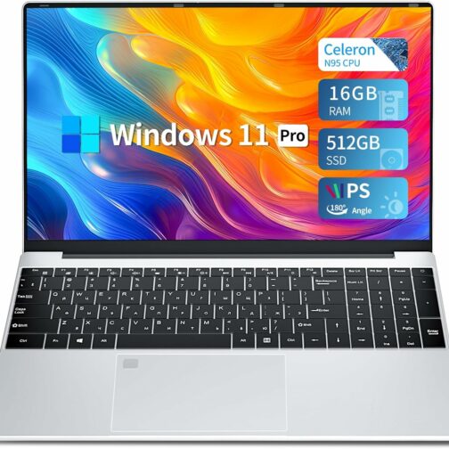 Ordinateur Portable 15,6“, PC Portable 16Go RAM 512Go SSD, Quad-Core N95 proc