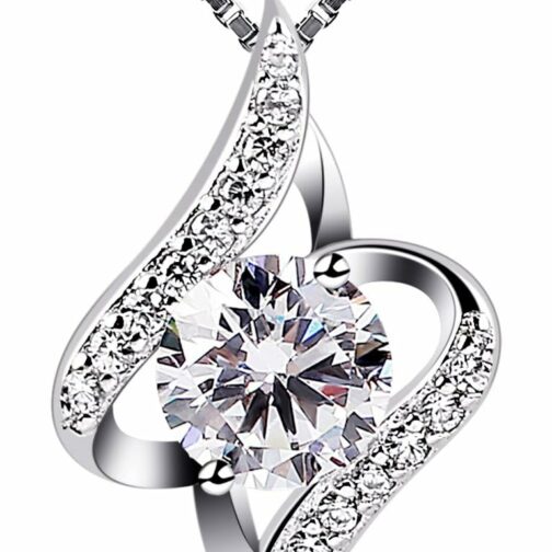 B.Catcher Collier Blanc en Argent 925, Zircone cubique, Diamenté, Cadeau pour