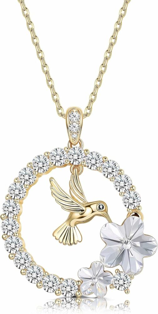 Finrezio Collier Pendentif Colibri Plaqué Or 18 Carats pour Femmes Collier Ma