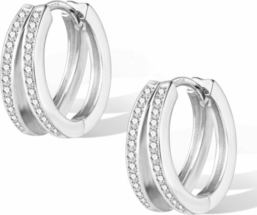 ALEXCRAFT Boucle Doreille Femme Argent 925 Creole Plaqué Or 14K Creoles Acier