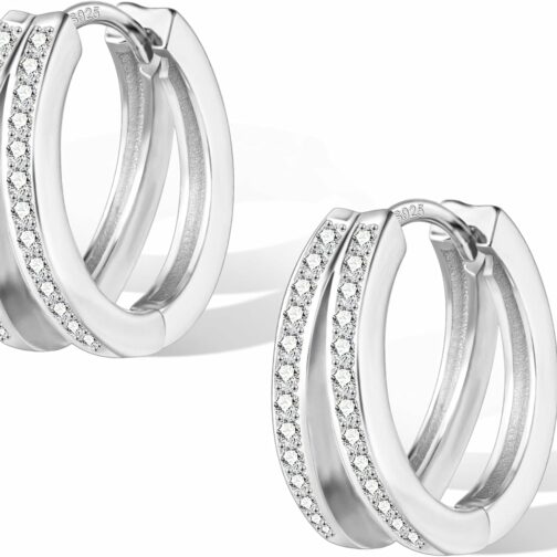 ALEXCRAFT Boucle Doreille Femme Argent 925 Creole Plaqué Or 14K Creoles Acier