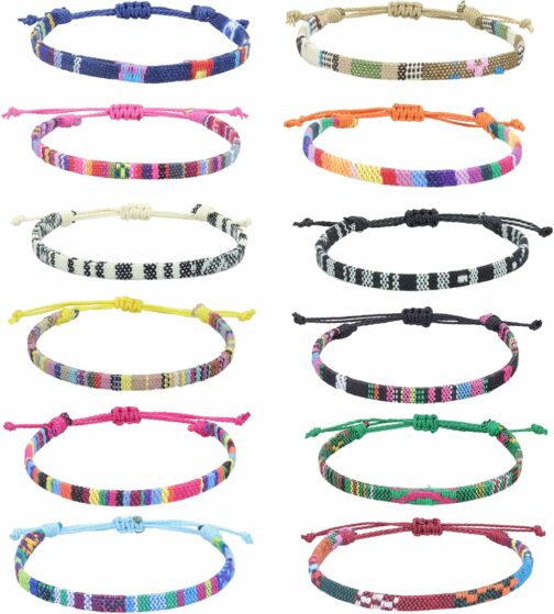 TONAUP Bracelets D'amitié 12 Pièces Multicolore Bracelets d'amitié Tressés Fa