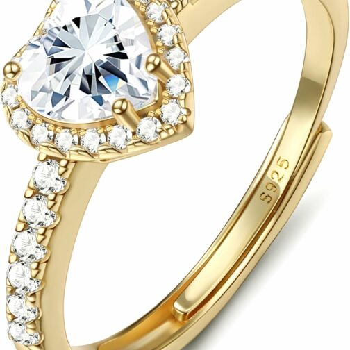 Chriscoco Bague Femme Argent 925 Reglable Bague Coeur