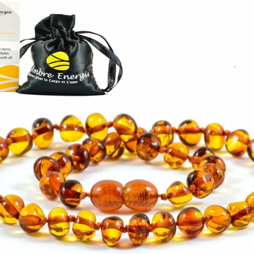 Collier Ambre 33cm. - 100% Plus Haute Qualité Certifié l'Ambre la Baltique Au