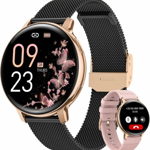 NAIXUES Montre Connectée Femme avec Appel Bluetooth, 1.39" HD Smartwatch Sant