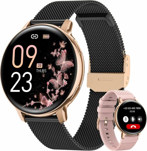 NAIXUES Montre Connectée Femme avec Appel Bluetooth, 1.39" HD Smartwatch Sant